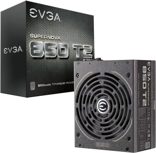 EVGA Supernova 850 T2, 80+ Titanium 850W, Fully Modular, ECO Mode, 10 Year Warranty, Includes Free Power On Self Tester, Power Supply 220-T2-0850-X1, 850 Watt 850 Watt Supernova