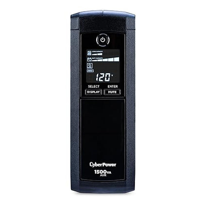 CyberPower CP1500AVRLCDTAA Intelligent LCD UPS Battery Backup and Surge Protector, 1500VA, 900W, 12 Outlets, AVR, Mini Tower, TAA Certified, UL Certified