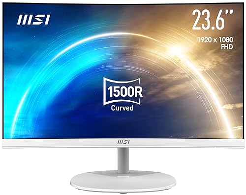 MSI Pro MP241CAW, 24, 1920 x 1080 (FHD), Curved VA, 75Hz, TUV Certified Eyesight Protection, 4ms, Displayport, HDMI, Tilt,White