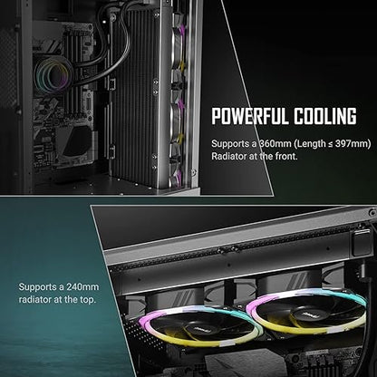 ANTEC NX Series NX500M, Mesh Front Panel, Type-C 3.2 Gen2 Ready, 1 x 120mm Fan Included, Tempered Glass Side Panels, 360mm Radiator Support, Mini-Tower M-ATX Gaming Case
