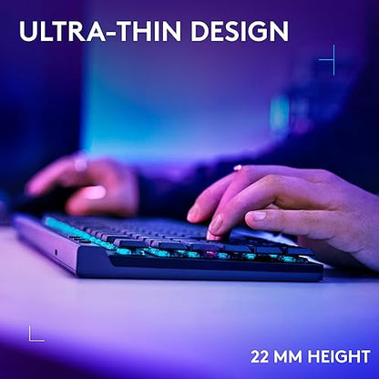 Logitech G515 LIGHTSPEED TKL Low Profile Wireless Gaming Keyboard, LIGHTSYNC RGB, Thin Tenkeyless Design, double-shot PBT Keycaps, Tactile (Brown) Mechanical Switches - Black Black Tactile Switches