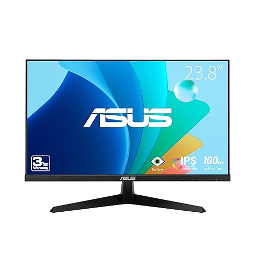 ASUS 24” (23.8-inch viewable) Eye Care Monitor (VY249HF) - Full HD, IPS, 100Hz, IPS, SmoothMotion, 1ms, Adaptive Sync, Blue Light Filter, Flicker Free, HDMI, VESA Mountable, 3 Year Warranty