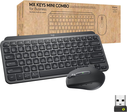 Logitech MX Keys Mini Combo for Business , Compact, Wireless Keyboard &amp; Mouse, Logi Bolt Technology, Bluetooth, Certified Windows/Mac/Chrome/Linux - Graphite