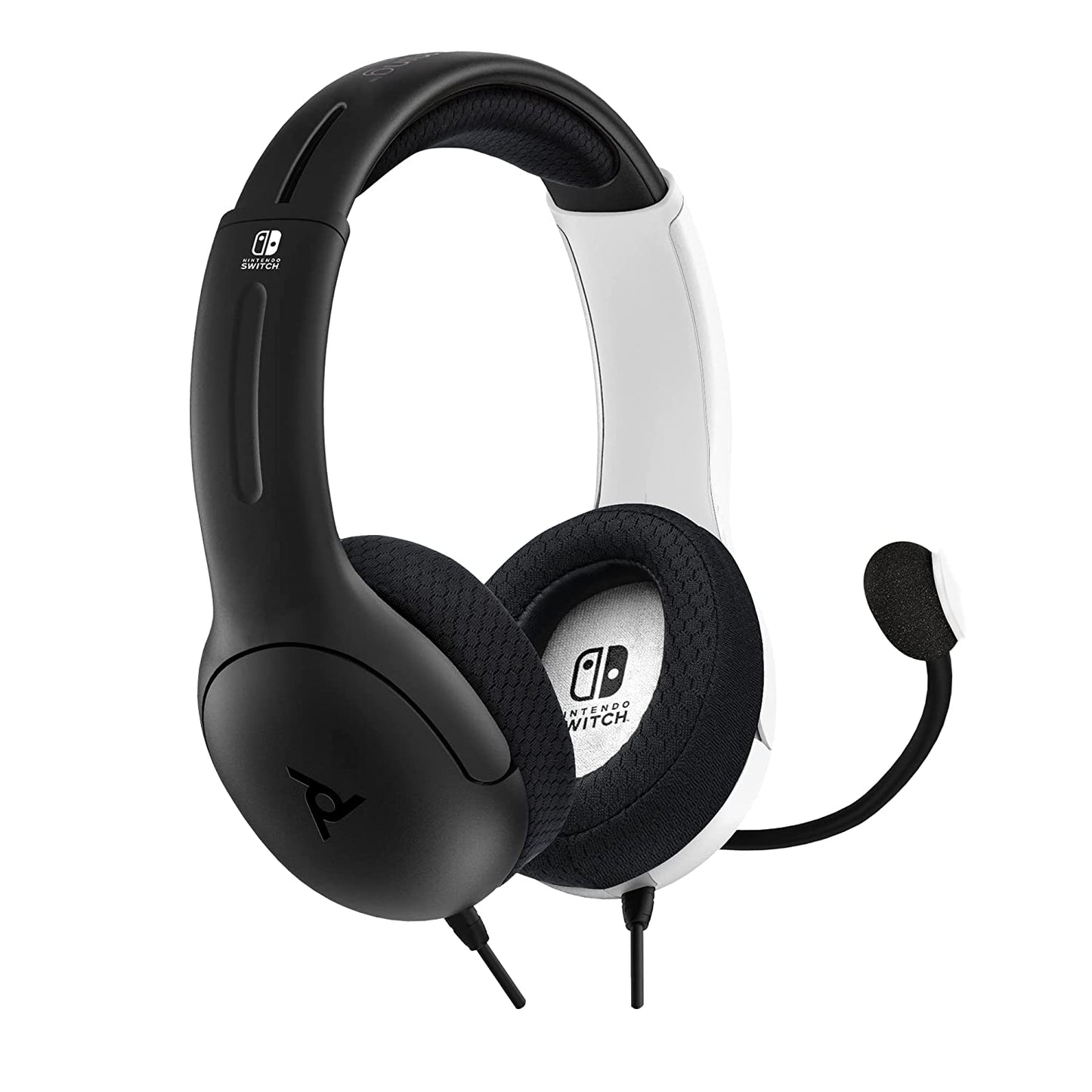PDP Gaming LVL40 Stereo Headset with Mic for Switch OLED - Noise Cancelling Microphone - Black &amp; White - Nintendo Switch Black/White Headset
