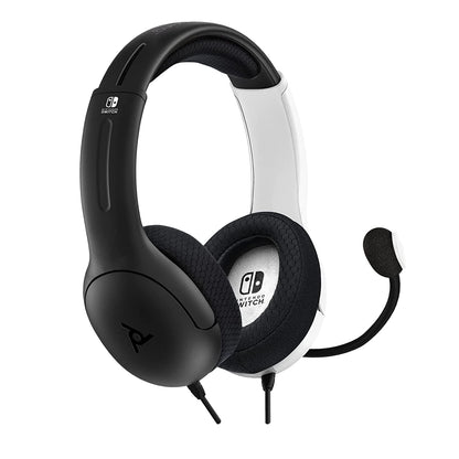 PDP Gaming LVL40 Stereo Headset with Mic for Switch OLED - Noise Cancelling Microphone - Black &amp; White - Nintendo Switch Black/White Headset