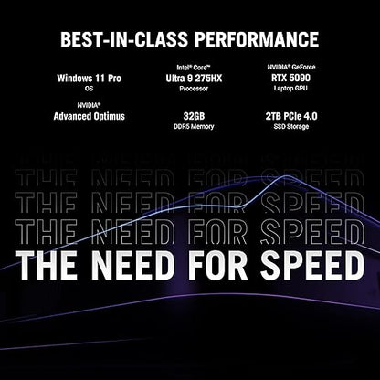 ASUS ROG Strix SCAR 16 Gaming Laptop, 16” ROG Nebula HDR 16:10 2.5K 240Hz/3ms, NVIDIA GeForce RTX 5090, Intel Core Ultra 9 275HX, 32GB DDR5, 2TB PCIe Gen 4 SSD, Wi-Fi 7, Win 11 Pro, G635LX-XS97