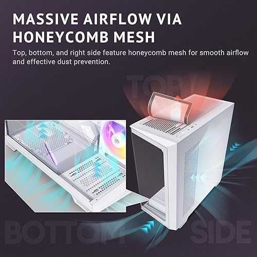 Antec C3 ARGB White, 3 x 120mm & 1 x 120mm ARGB PWM Fans Included, Up to 8 Fans Simultaneously, Type-C,Seamless Tempered Glass Front & Side Panels, 360mm Radiator Support, Mid-Tower ATX PC Case
