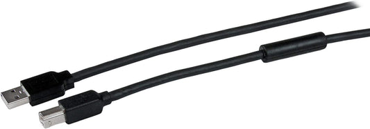 StarTech.com 15m / 50 ft Active USB 2.0 A to B Cable - Long 15 m USB Cable - 50 ft USB Printer Cable - 1x USB A (M), 1x USB B (M) - Black (USB2HAB50AC) 50 ft/15 m