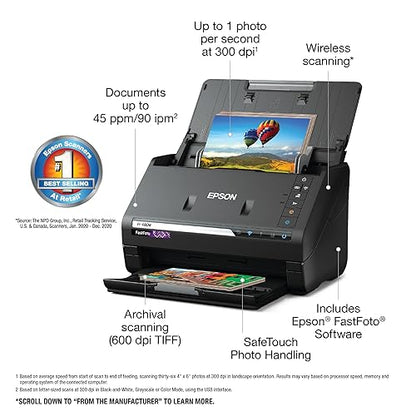 Epson FastFoto FF-680W Sheetfed Scanner - 600 dpi Optical - 32-bit Color - 10-bit Grayscale - 80 ppm (Color) - Duplex Scanning - USB