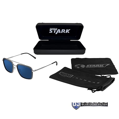 Gunnar Men's Stark Blue Light Blocking Glasses, Silver, One Size