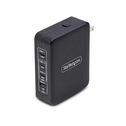 StarTech.com 140W USB-C Wall Charger, 3X USB-C/1x USB-A, PD 3.1 International GaN Power Adapter for MacBook/Dell XPS/Inspiron