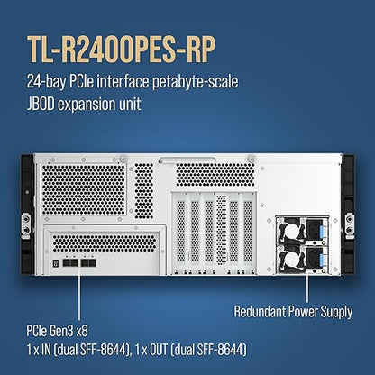 QNAP TL-R2400PES-RP-US 24 Bay 4U PCIe Interface 24-Bay JBOD, Supporting SATA Drives, for petabyte-Scale Expansion Designed specifically NAS (Diskless)