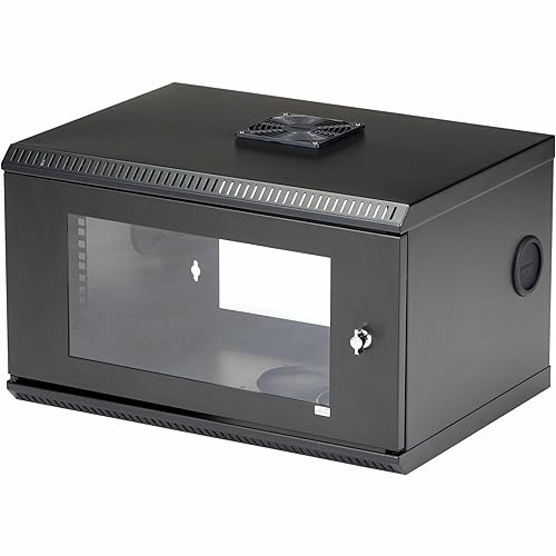StarTech.com 2-Post 6U Wall Mount Network Cabinet w/ 1U Shelf, 19 Wall-Mounted Server Rack for Data Computer Equipment, TAA Cabinet Standard