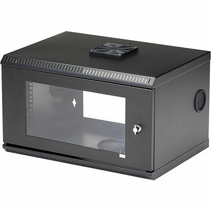 StarTech.com 2-Post 6U Wall Mount Network Cabinet w/ 1U Shelf, 19 Wall-Mounted Server Rack for Data Computer Equipment, TAA Cabinet Standard