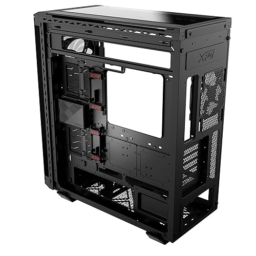 XPG Battlecruiser II Mid-Tower ATX PC Gaming Case: Exoskeleton-Driven, Aesthetics, Efficient Airflow, 420mm Radiator, GPU Holder, Cable Management, XPG Prime Box, Black (BATTLECRUISERIIPST-BKCWW)