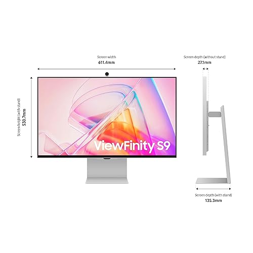 SAMSUNG 27-inch ViewFinity S9 Series 5K High Resolution Computer Monitor, 60 Hz Matte Display, Slim Metal Design, Smart TV Apps, 4K Slimfit Camera - [LS27C900PANXZA] [Canada Version] (2023)