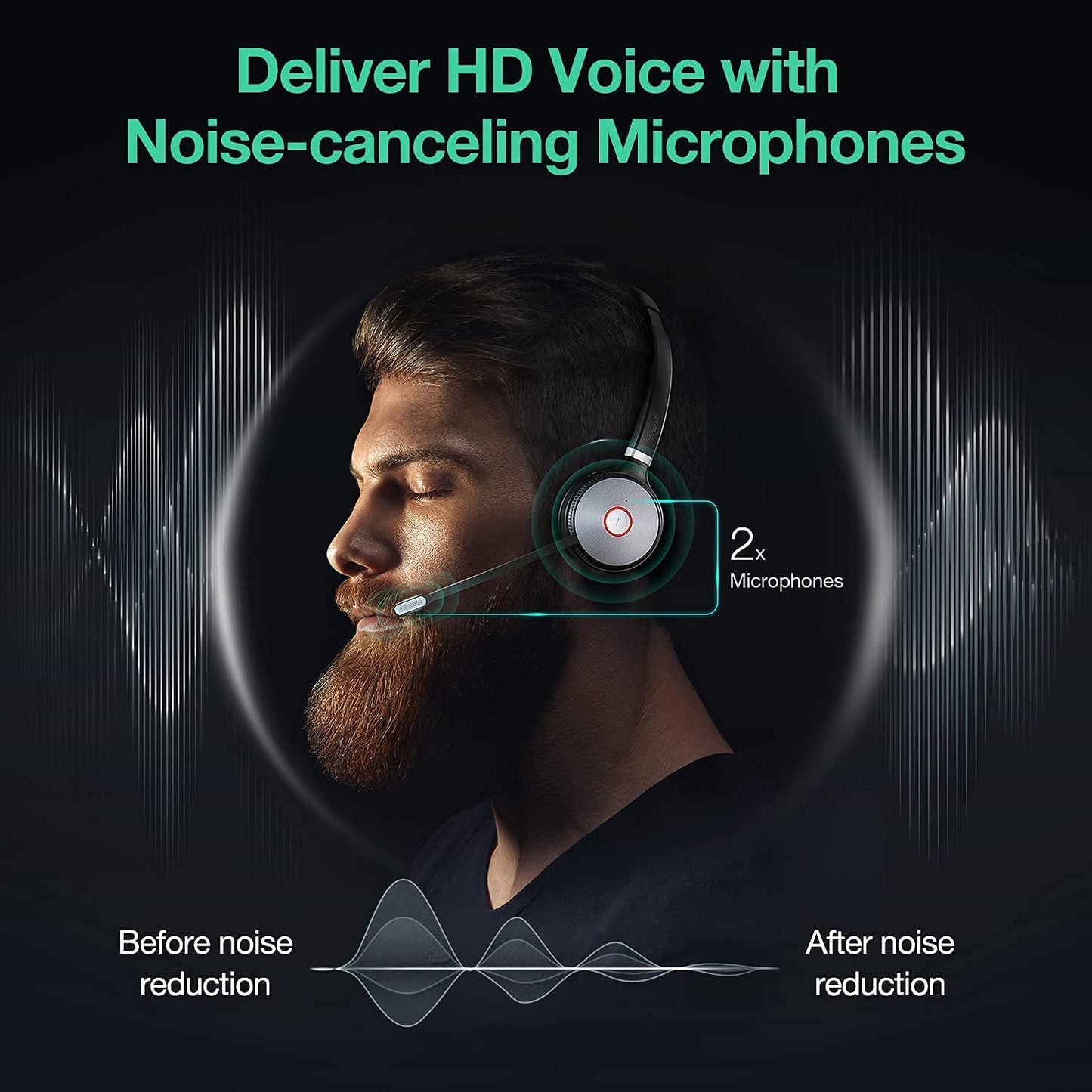 Yealink WH62 Duo UC Wireless Noise Canceling Headset - Headset Connects and Works with USB Enabled Desk Phones, Computers and Softphones. Yealink WH62 Dual UC