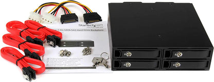 StarTech.com 4-Bay Mobile Rack Backplane for 2.5in SATA/SAS Drives - Hot Swap SSDs/HDDs from 5-15mm - Supports SAS II &amp; SATA III (6 Gbps) (SATSASBP425) 4-Bay (2.5 in SATA/SAS) 1x5.25" Bay