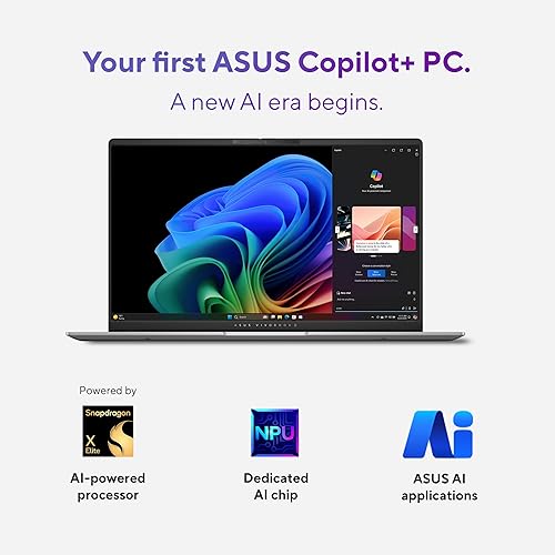 ASUS Vivobook S 15; Copilot+ PC, 15.6" Thin and Light Laptop, 3K 120Hz OLED, Snapdragon® X Plus Processor, 16GB Memory, 1 TB SSD, Copilot Key, Wi-Fi 7, Cool Silver, S5507QA-DB71-CB