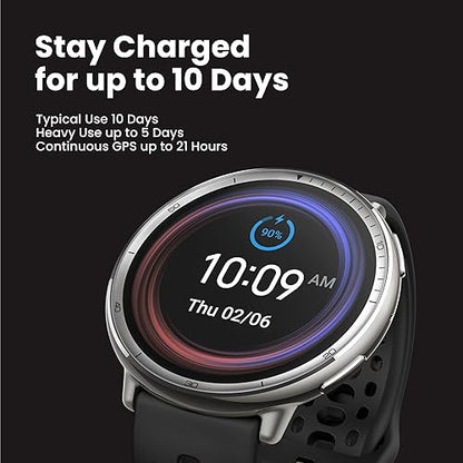 Amazfit Active 2 Smart Watch 44mm, GPS Maps with Direction, Fitness Tracker, 10 Day Battery, Sleep Monitor, 160+ Sport Modes, Water Resistant, for Android & Apple iPhone, Black Silicone