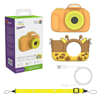 myFirst Kids Digital Camera 16MP Photo 1080p Video Camera 3 with Selfie & Macro Lens Memory Card Storage up to 32GB, Includes Shockproof Case for Kids Age 4-15 (Yellow)