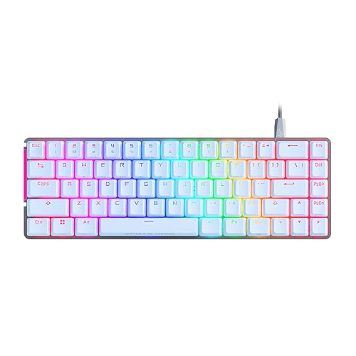 ASUS ROG Falchion Ace 65% RGB Compact Gaming Mechanical Keyboard, Lubed ROG NX Red Switches & Switch Stabilizers, Sound-Dampening Foam, PBT Keycaps, Wired with KVM, Three Angles, Cover Case-White Red Switch White