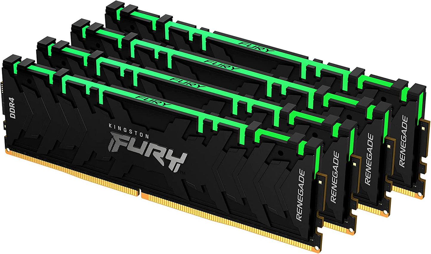Kingston FURY Renegade RGB 128GB (4x32GB) 3200MHz DDR4 CL16 Desktop Memory Kit of 4 KF432C16RBAK4/128 3200MHz 128GB (4x32GB) RGB