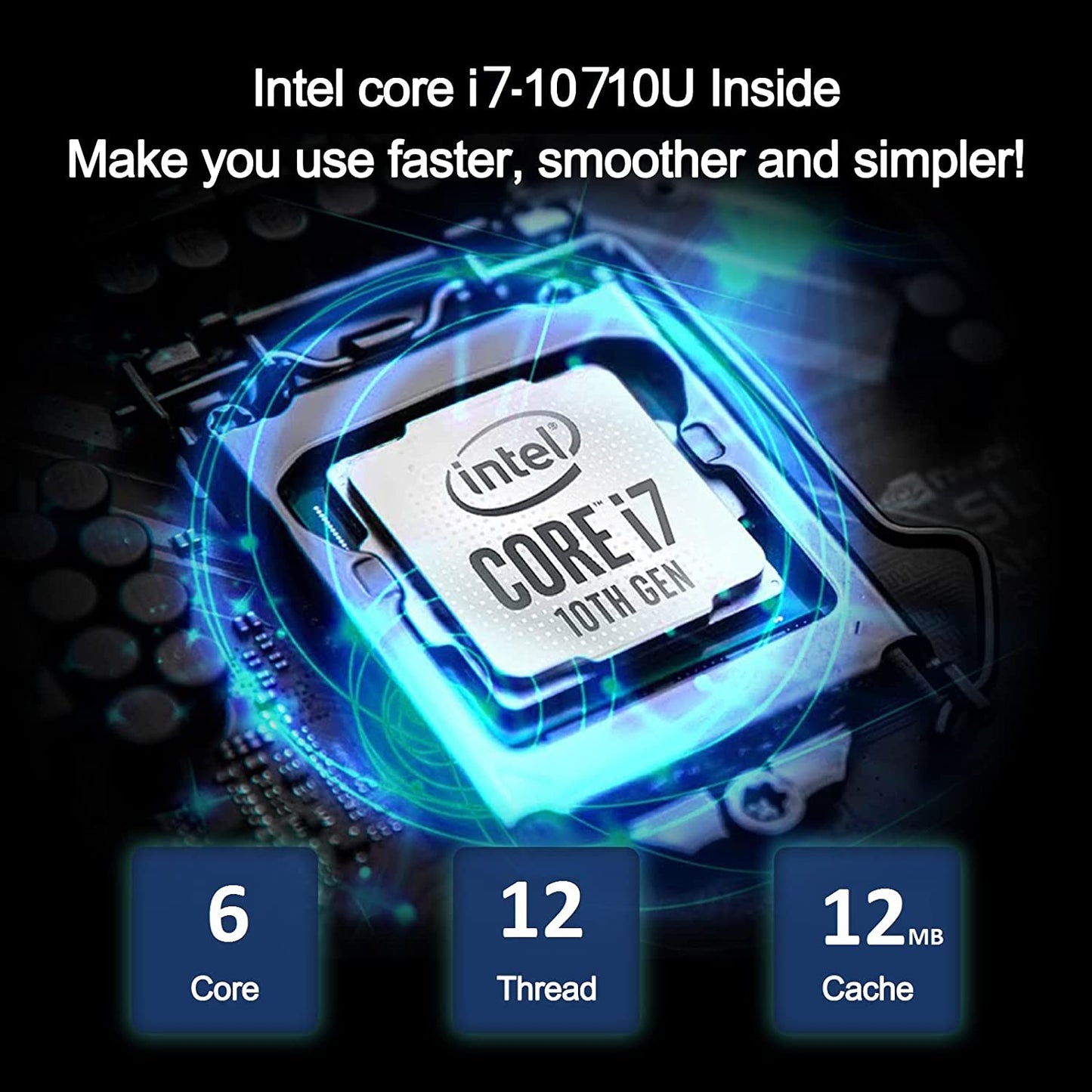 Intel NUC, Intel NUC 10 Mini PC, Win10 Pro Mini Computer, Frost Canyon NUC10i7FNHN, Intel Core i7-10710U, Up to 4.7GHz Turbo, 6 core,25W Intel UHD Graphics, WiFi6, Thunderbolt 3(16GB RAM+512GB SSD)