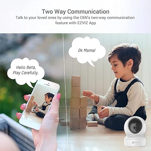 EZVIZ C6N 4MP Indoor WiFi Pan & Tilt Camera, Motion Detection with H.265 Video Technology, Smart Tracking, Smart Night Vision, Two-Way Talk - White