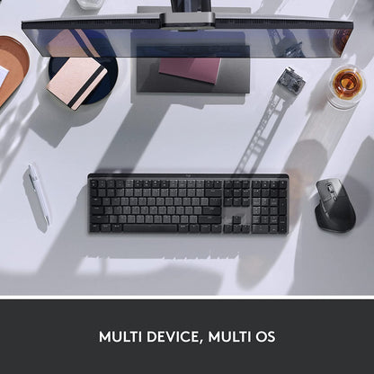 Logitech MX Mechanical Full-Size Illuminated Wireless Keyboard, Clicky, and MX Master 3S Performance Wireless Bluetooth Mouse Bundle, macOS, Windows, Linux, iOS, Android Full Size Keyboard + Mouse Clicky (satisfying click)