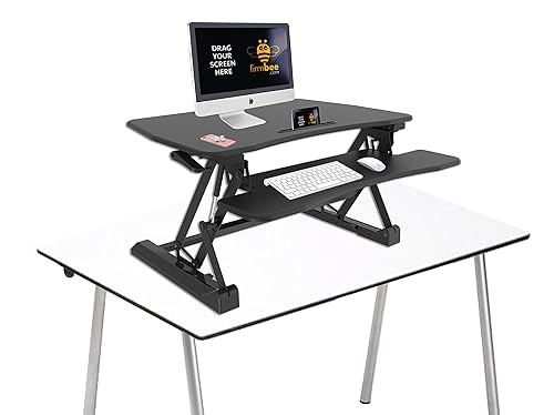 AMER MOUNTS Amer Mounts EZriserPro Straight Up and Down Sit/Stand Desk with Keyboard/Mouse Deck (2 Tier) – Black Finish - 36