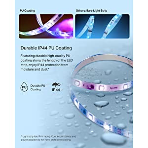 TP-Link Tapo Smart LED Light Strip, 100 Color Zones RGBIC, Sync-to-Sound, 32.8ft(2 Rolls of 16.4ft) Wi-Fi LED Strip Works w/Alexa &amp; Google, IP44 PU Coating, Trimmable, 2 Yr Warranty (Tapo L920-10) 32.8ft RGBIC