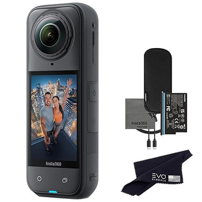 Insta360 X5 - Waterproof 360 Action Camera with 1/1.28" Sensors, 8K 360 HDR Video, 72MP Photo, 4K60fps Single-Lens, Enhanced Low Light Performance, User-Replaceable Upgraded Lenses, 2.5" Touchscreen