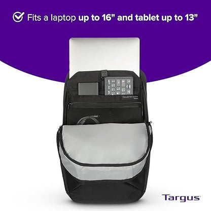 Targus 15-16” Work+ EcoSmart Backpack – Detachable Tech Organizer, Lockable Zippers, Recycled Materials, 23L Capacity, Water Bottle Pocket, Anti-Theft Design - TBB657GL