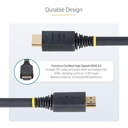 StarTech.com 25ft (7.6m) Premium Certified High Speed HDMI Cable, 4K 60Hz/1440p 144Hz, 18Gbps, UHD HDMI 2.0 Cord, TPE Jacket Black 25 ft/7.6 m