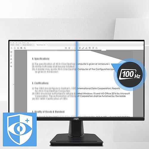 MSI PRO MP275Q 27 Inch WQHD Office Monitor - 2560 x 1440 IPS Panel, 100 Hz, Eye-Friendly Screen, Built-in Speakers, Tilt-Adjustable - HDMI 2.0b, DP (1.2a)