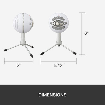 Blue microphones Blue Snowball iCE Plug 'n Play USB Microphone for Recording, Streaming, Podcasting, Gaming on PC and Mac, with Cardioid Condenser Capsule, Adjustable Desktop Stand and USB cable - White