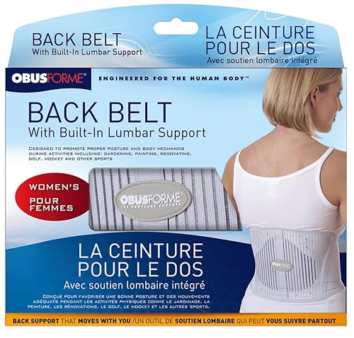 ObusForme Back Support Belt with Built-in Lumbar Support | Lower Back Brace | Elastic Abdominal Support | Breathable, Compression Band | Tailored to Female Physique (Small/Medium)