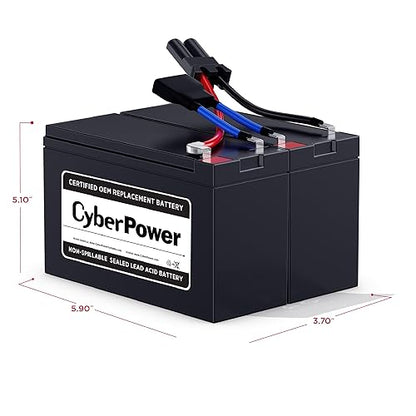CyberPower RB1270X2B UPS Replacement Battery Cartridge, Maintenance-Free, User Installable, 12/7Ah