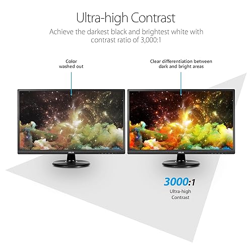 ASUS VA249HE 23.8” Full HD 1080p HDMI VGA Eye Care Monitor with 178° Wide Viewing Angle 23.8 FHD HDMI D-Sub