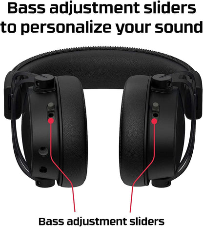HyperX Cloud Alpha S - PC Gaming Headset, 7.1 Surround Sound, Adjustable Bass, Dual Chamber Drivers, Chat Mixer, Breathable Leatherette, Memory Foam, and Noise Cancelling Microphone – Blackout Black Wired Cloud Alpha S Headset