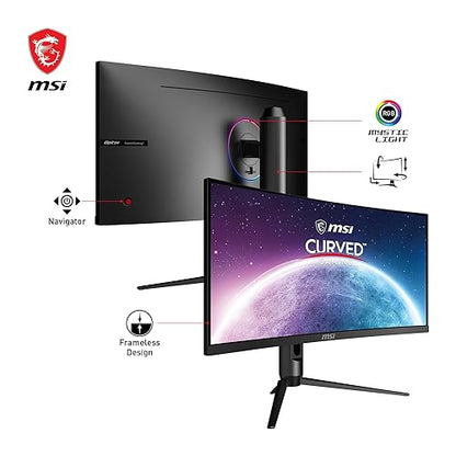 MSI Optix MAG301CR2 FHD Non-Glare 1ms 2560 x 1080 Ultra Wide 200Hz HDR Ready USB/DP/HDMI Smart Headset Hanger FreeSync 30”Gaming Curved Monitor - Black