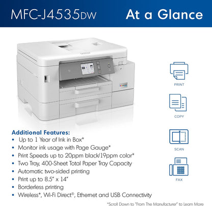 Brother MFC-J4535DW INKvestment Tank All-in-One Colour Inkjet Printer