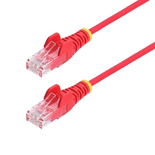 StarTech.com 2ft Red Slim CAT6 Ethernet Cable, Snagless RJ45, LSZH, 28AWG Pure Bare Copper, Slim Network Patch Cable/Cord
