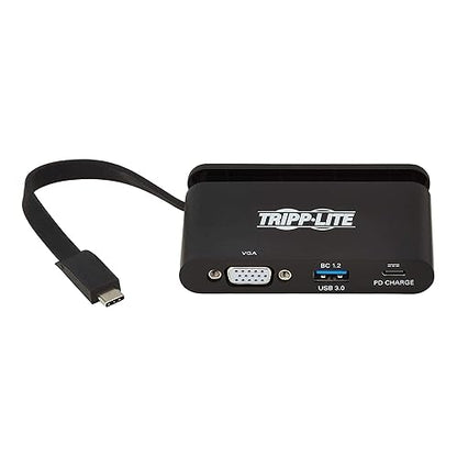Tripp Lite USB-C Hub with 1080p VGA, USB-A, USB-C PD Charging (5A, 100W), Thunderbolt 3, DisplayPort Alt Mode, 5 Gbps, Black (U444-T6N-VUBC)