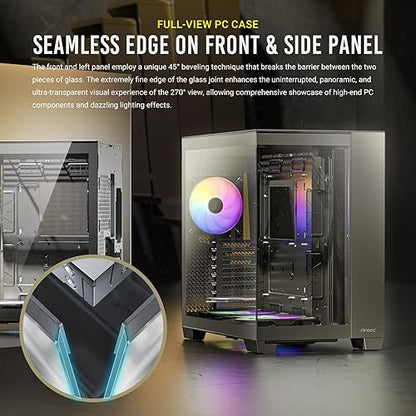 Antec C8 ARGB, 2X TQR 160mm & 1x TQ 140mm ARGB PWM Fans Included,Dual-Chamber Layout, Type-C, 360mm Radiator Support, Seamless TG Front & Side Panels, RTX 40 Compatible, Full-Tower E-ATX PC Case