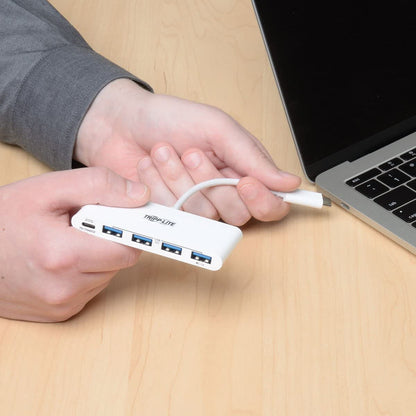 Tripp Lite 4-Port USB 3.1 Gen 1 USB-C to USB-A Portable Hub with x4 USB-A &amp; USB-C Charging Port 5 Gbps (U460-004-4A-C)