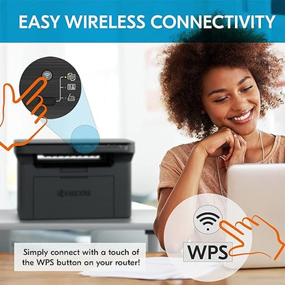 KYOCERA MA2000w Multifunctional Monochrome Laser Printer (Print/Copy/Scan), 21 ppm, Wireless & USB 2.0, 600dpi, 2 Digits LED Display, 150 Sheet Capacity, ID Card Copy, 50 Sheet Output Tray, 64MB