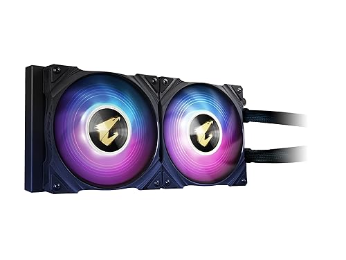 AORUS WATERFORCE X 240 AIO Liquid CPU Cooler, Rotatable Circular LCD Display with Micro SD Support, 240mm Radiator with 2X 120mm Low Noise ARGB Fans, Compatible with Intel LGA1700