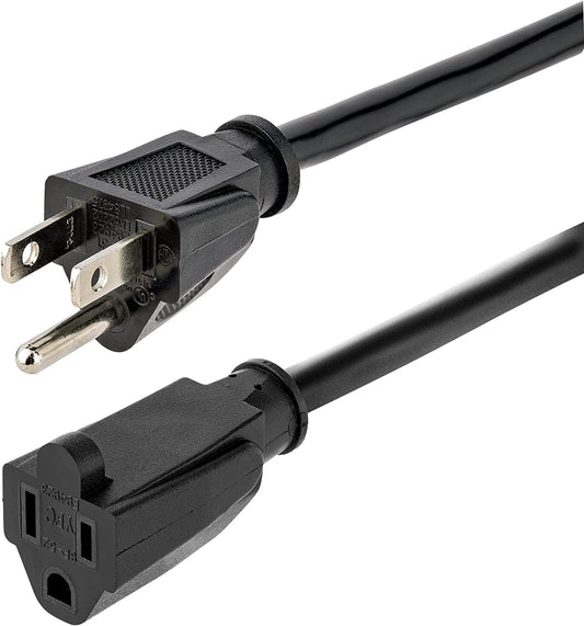 StarTech.com 15ft (4.5m) Heavy Duty Extension Cord, NEMA 5-15P to NEMA 5-15R Extension Cord, 15A 125V, 14AWG, Heavy Gauge Extension Power Cable, Heavy Duty AC Power Cord, Black (HX-15F-POWER-CORD)
